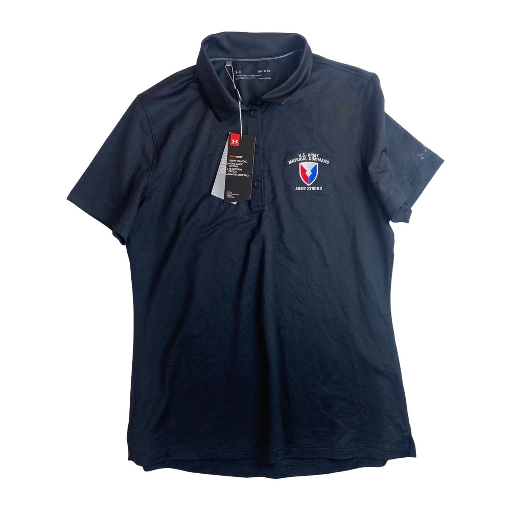 Under Armour Golf HeatGear Polo Womens Medium Black US Army Material Command